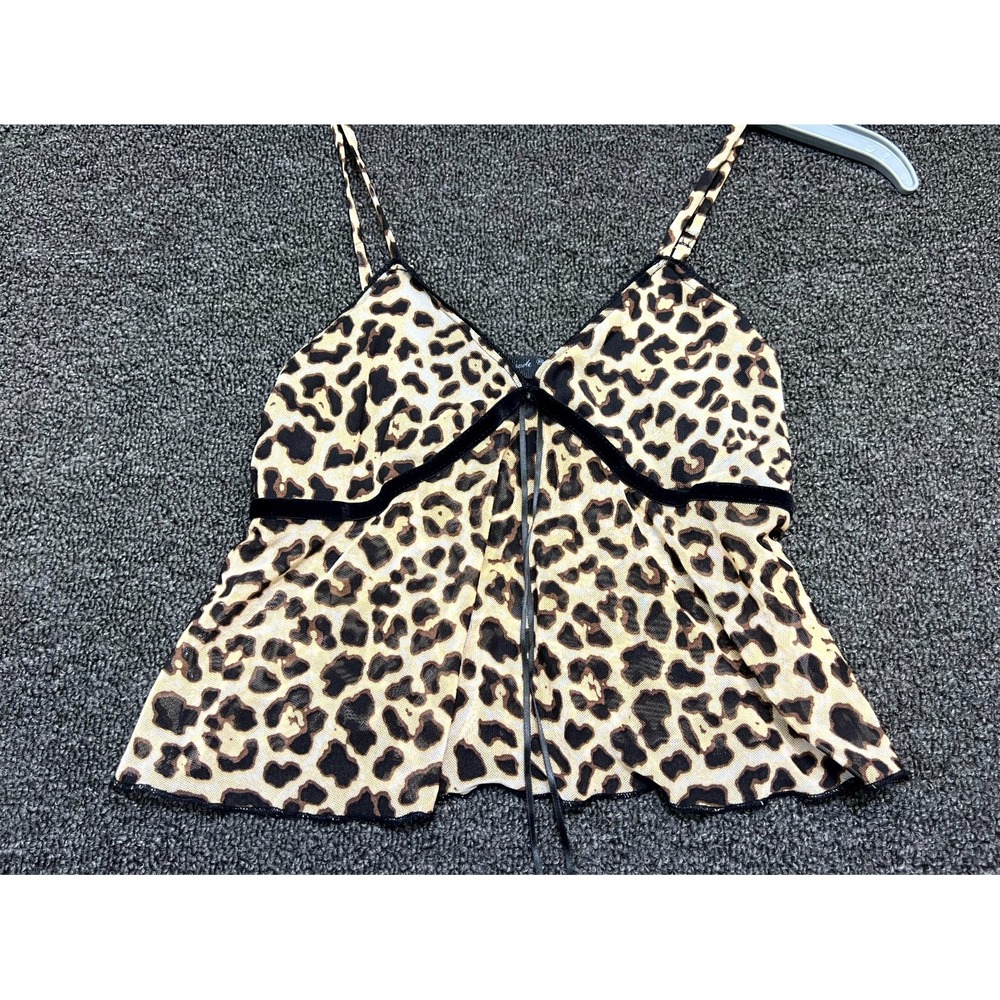 Urban Episode Camisole Top Womens XS Brown Leopard Print Mesh Adjustable Strap